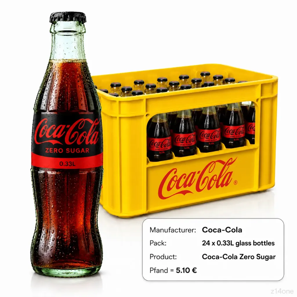[02-0163] Coca Cola Zero   GLASS ( 24 x 0,33 L )