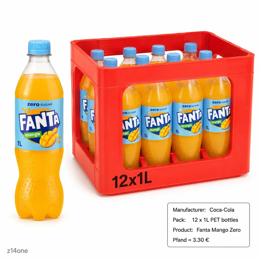 [03-0130] Fanta Mango Zero  PET ( 12 x 1 L )